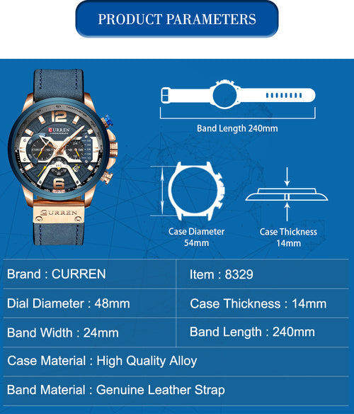 Top Brand Luxury Military Leather Wrist Watch Men Wristwatch